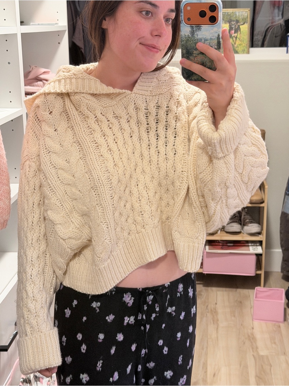 Chunky Cream Cable Turtleneck Sweater